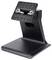 Czarny stojak na monitor z prostokątną podstawą i uchwytem do zamocowania monitora. Odpowiedni do biurek i przestrzeni roboczych.