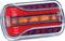 Tylna lampa do pojazdu, w kształcie prostokąta, z czerwonym zabarwieniem i numerami homologacji E.