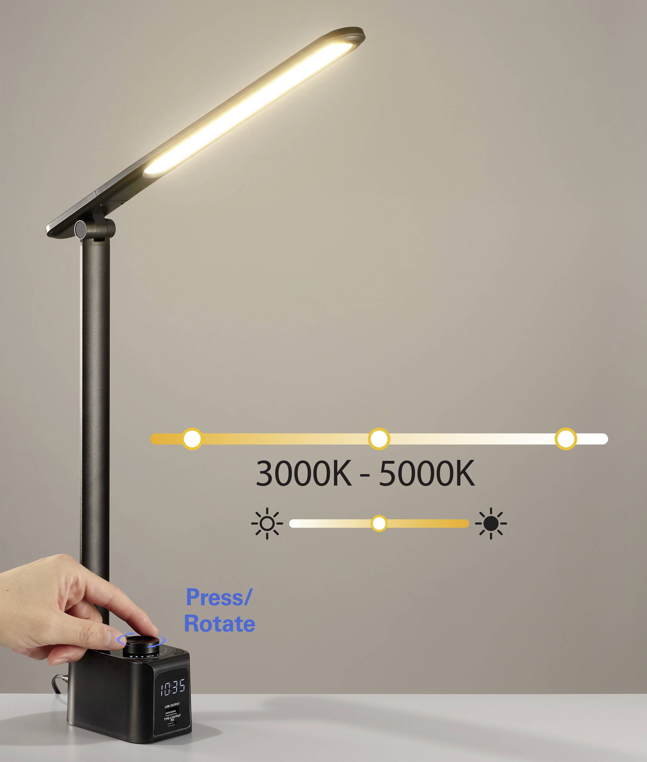 Lampka biurkowa LED Sygonix SY-6770690 LED czarny 720 lm-9