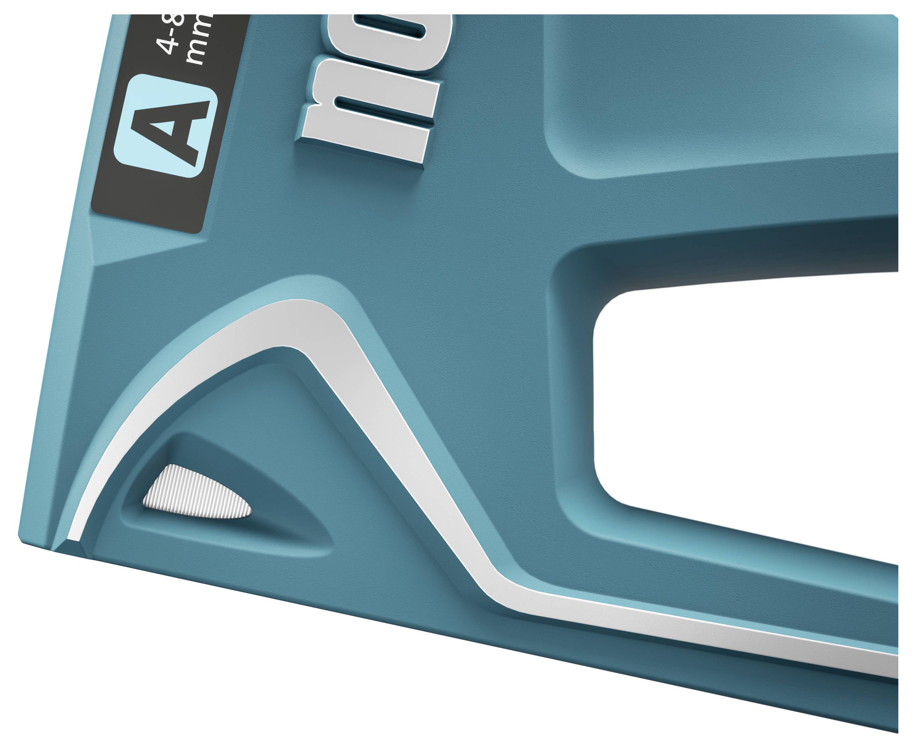 Fragment niebieskiego narzędzia z uchwytem i srebrnymi akcentami, z oznaczeniem '4-8 mm' w rogu.