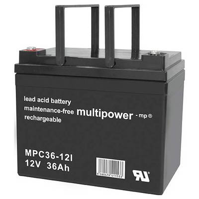 '12V 36Ah akumulator ołowiowo-kwasowy firmy Multipower, wielokrotnego ładowania, bezobsługowy. Model: MPC36-12I.'