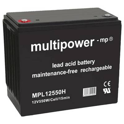 Akumulator ołowiowo-kwasowy 'Multipower - mp', bezobsługowy, do wielokrotnego ładowania, model MPL12550H, 12V, 550W/15min, certyfikat CE.