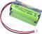 Zielony akumulator NiMH, 1,2 V, z czerwonymi i czarnymi przewodami oraz białą wtyczką. Pojemność: typowo 1500 mAh, minimum 1425 mAh.
