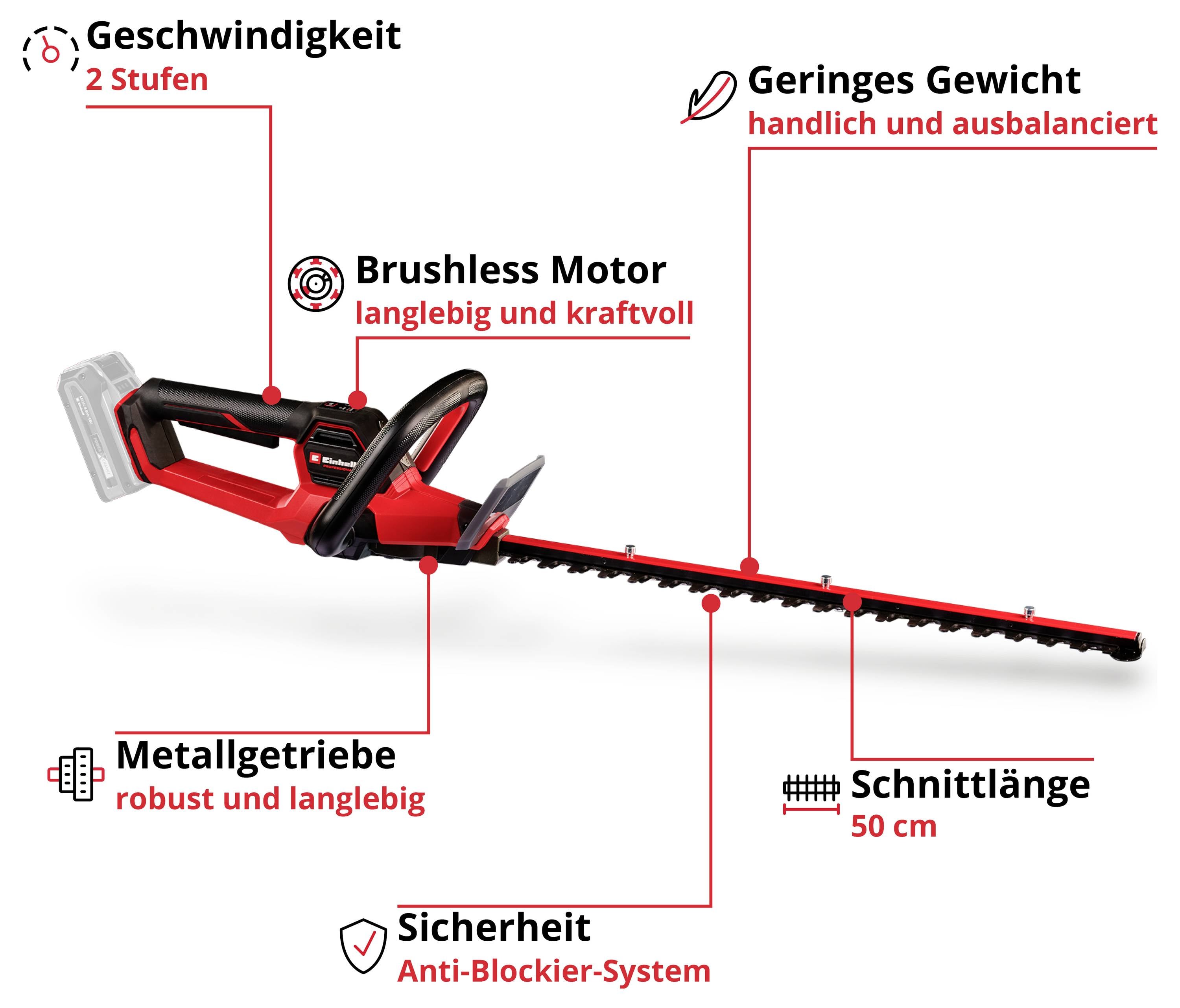 Einhell Professional Power X-Change GP-CH 18/50 Li BL-Solo akumulatorowy Akumulatorowe nożyce do żywopłotu Bez ładowarki-2
