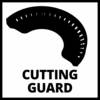 Czarny symbol ochrony przed przecięciem na białym tle, z tekstem 'CUTTING GUARD' poniżej.