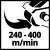 Symbol noża wskazujący prędkość cięcia '240 - 400 m/min', oznacza zalecaną prędkość skrawania.