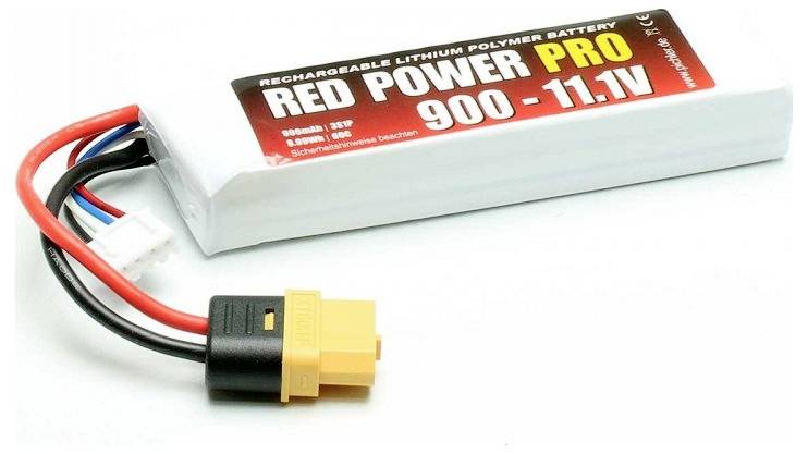 Акумуляторний блок (LiPo) 11,1 В 900 мАг 60 C Червоний м'який футляр Power XT60