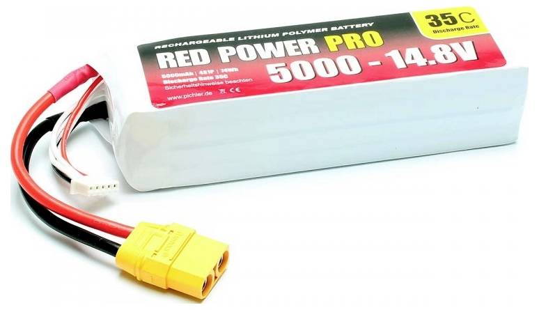 Акумуляторний блок (LiPo) 14,8 В 5000 мАг 35 C Червоний м'який футляр Power XT90