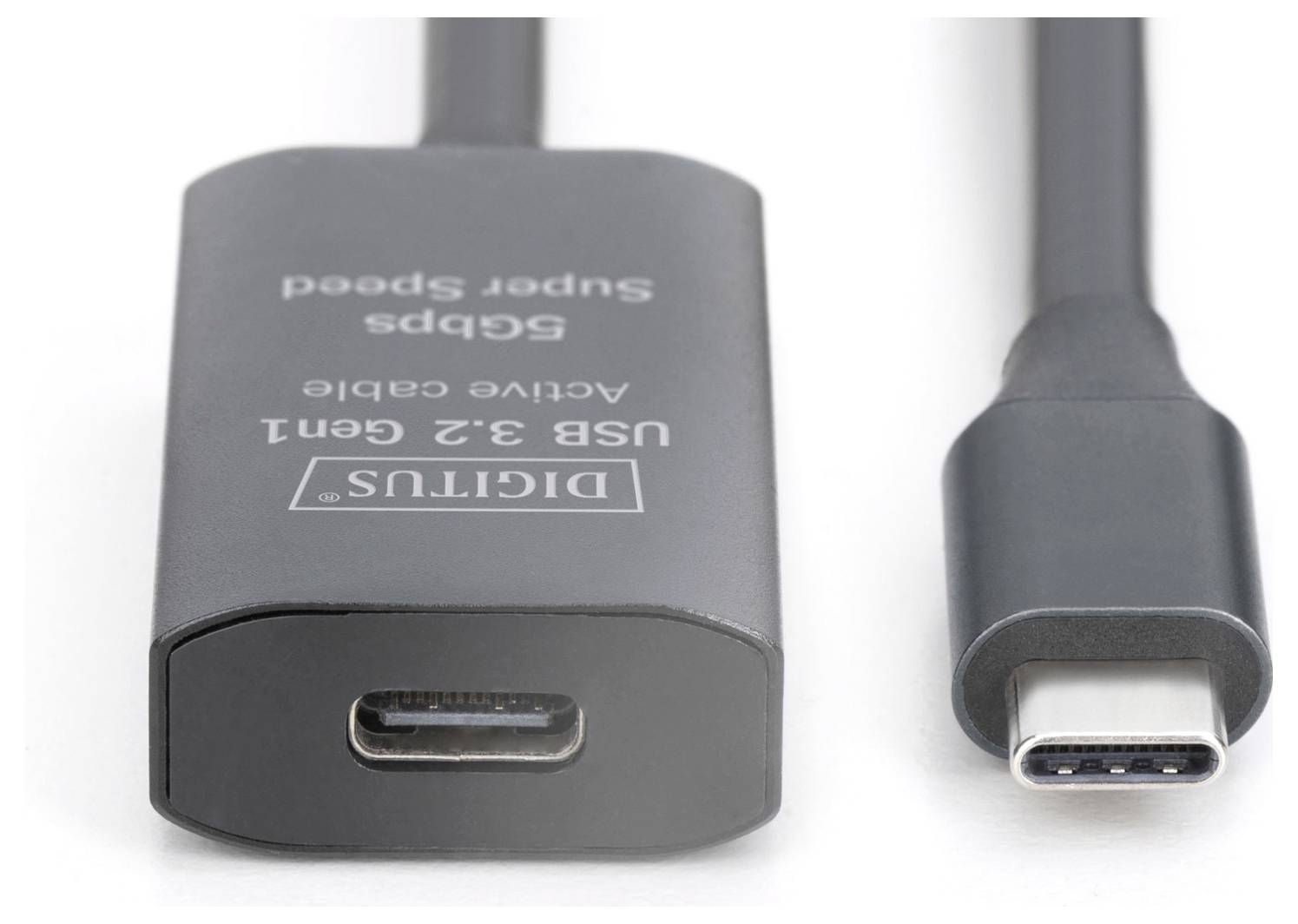 Кабель Digitus USB-C USB 3.2 Gen1, USB 3.2 Gen1, USB 3.0 USB-C®, USB-C® (мама), USB-C® (чоловічий), 5.00 м, чорний, активна констр