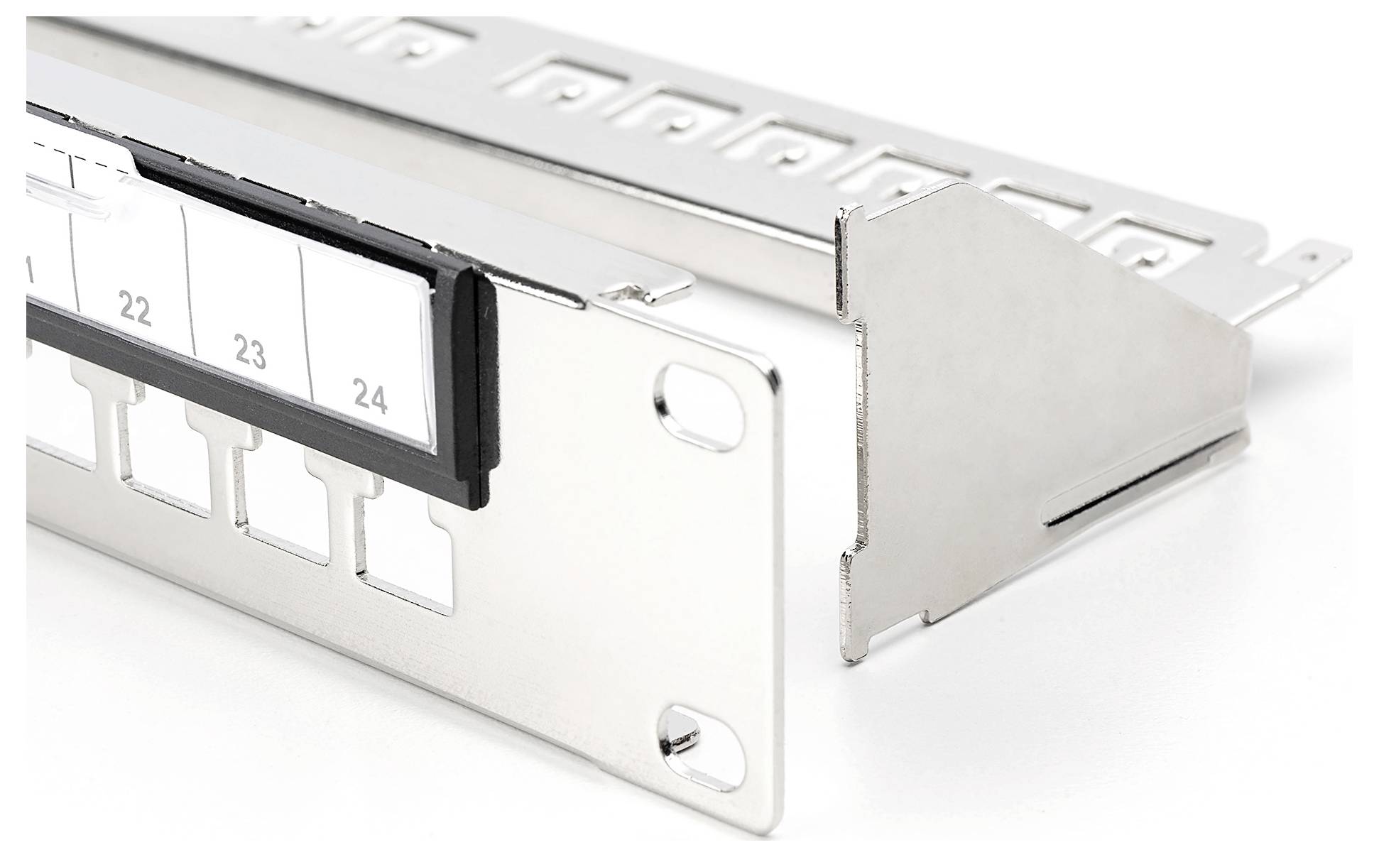 Патч-панель Digitus DN-91411-G на 24 порта, 483 мм (19 дюймов), 1 U, сталь, оцинкованная, черная, черный (RAL 9005), металлическая