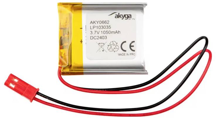 Акумуляторний блок Спеціальний акумулятор, LiPo Akyga LP103035, 3,7 В, 1050 мАг