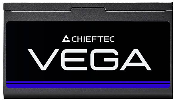 Dysk SSD z nadrukiem 'Chieftec VEGA' i niebieską linią na dole.