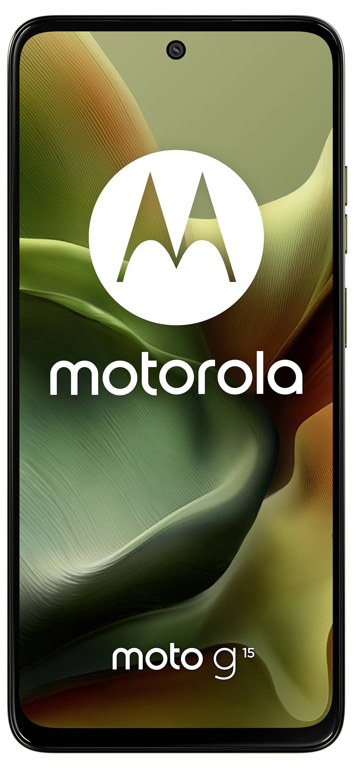 Smartfon z dużym ekranem, wyświetlający logo 'motorola' i 'moto g' na abstrakcyjnym tle.