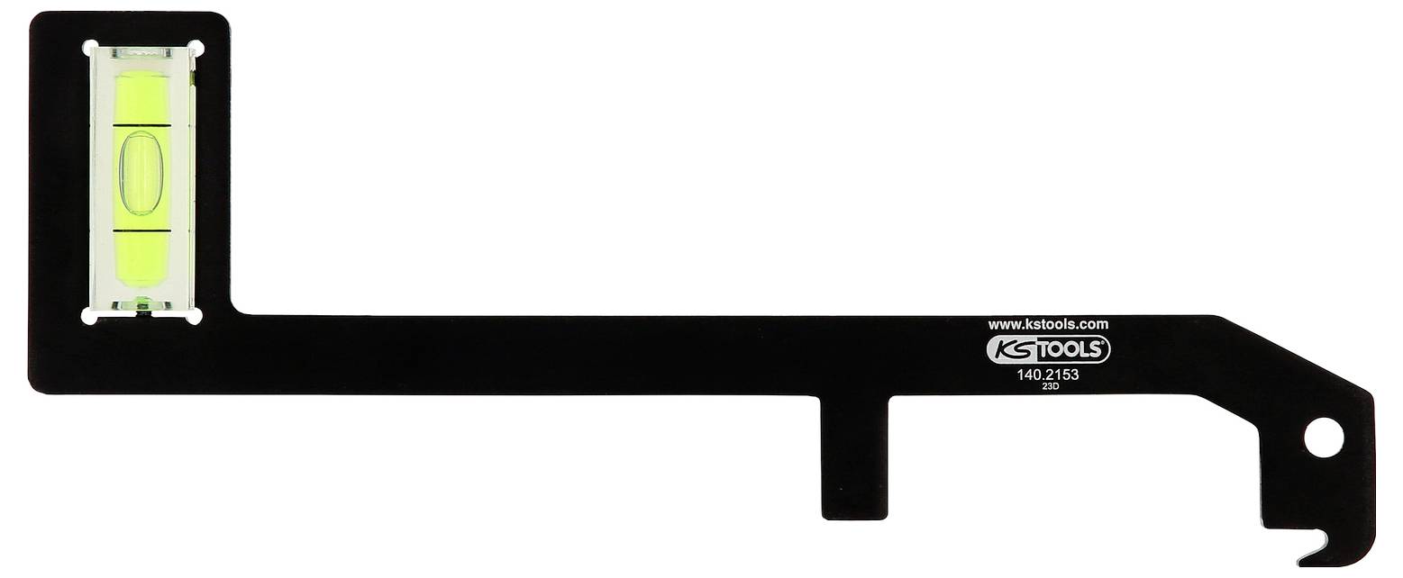 'Czarny kątomierz z wbudowanym poziomem od KS Tools, numer artykułu 140.2155, do precyzyjnego pomiaru kątów.'