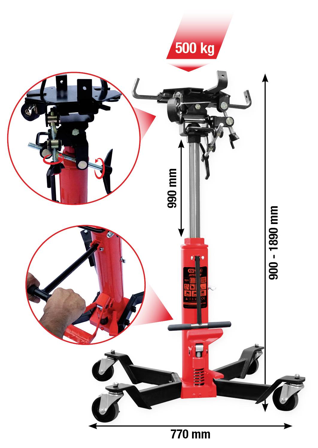 Гідравлічний підйомник коробки передач KS Tools performance Hydraulik-Getriebeheber mit