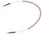 Biały kabel z różową, spiralną osłoną, końcówki wzmocnione na czarno.