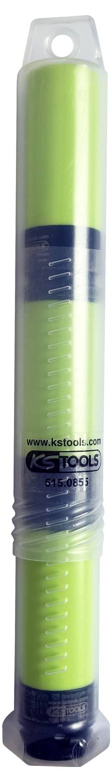 Dwie świecące żółte wkłady w przezroczystym, cylindrycznym pojemniku, oznaczone napisem 'Kale Tools' oraz informacjami kontaktowymi.