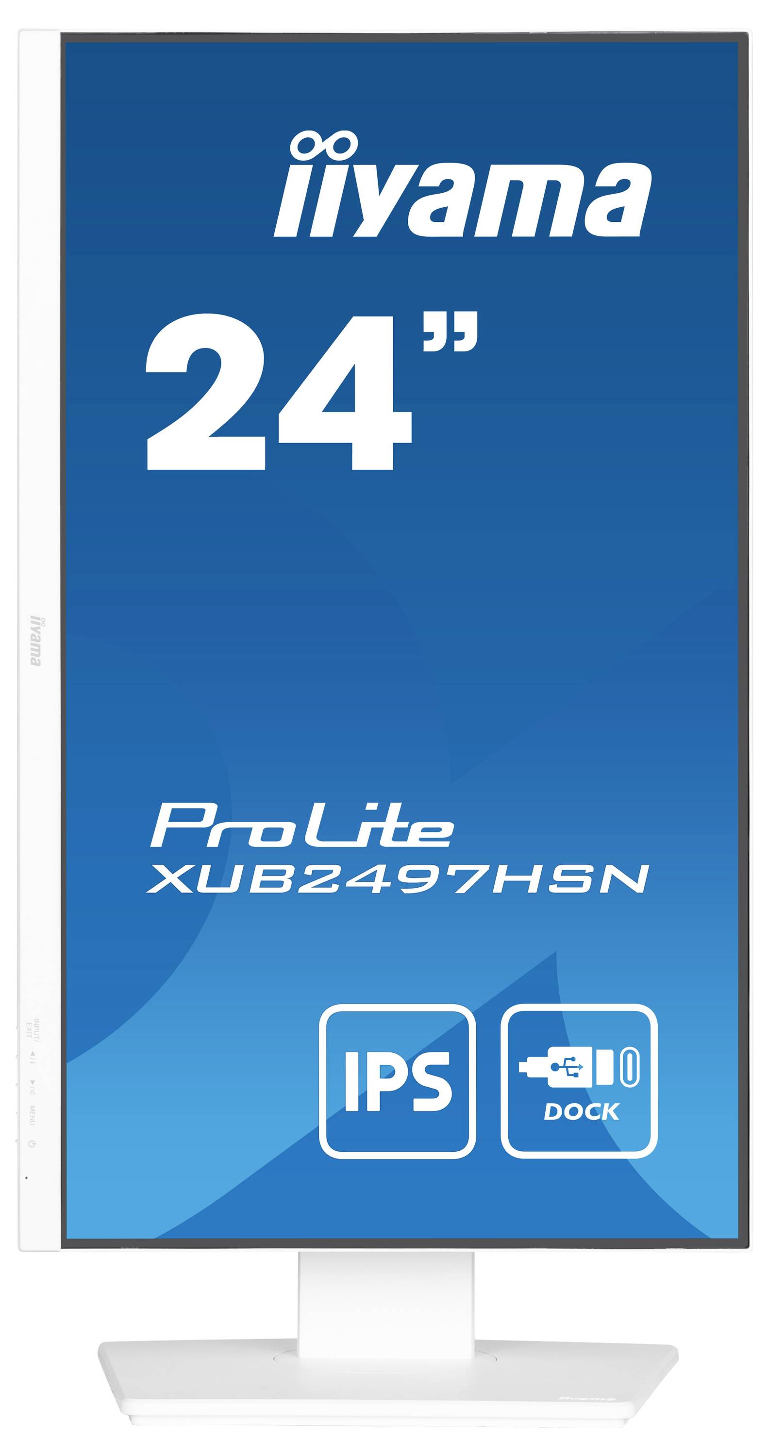 24-calowy monitor firmy iiyama, model ProLite XUB2497HSN, z technologią IPS i funkcją dokowania.