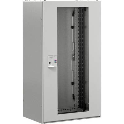 Biały szafa serwerowa lub sieciowa ze szklanymi drzwiami, przeznaczona do przechowywania sprzętu elektronicznego.