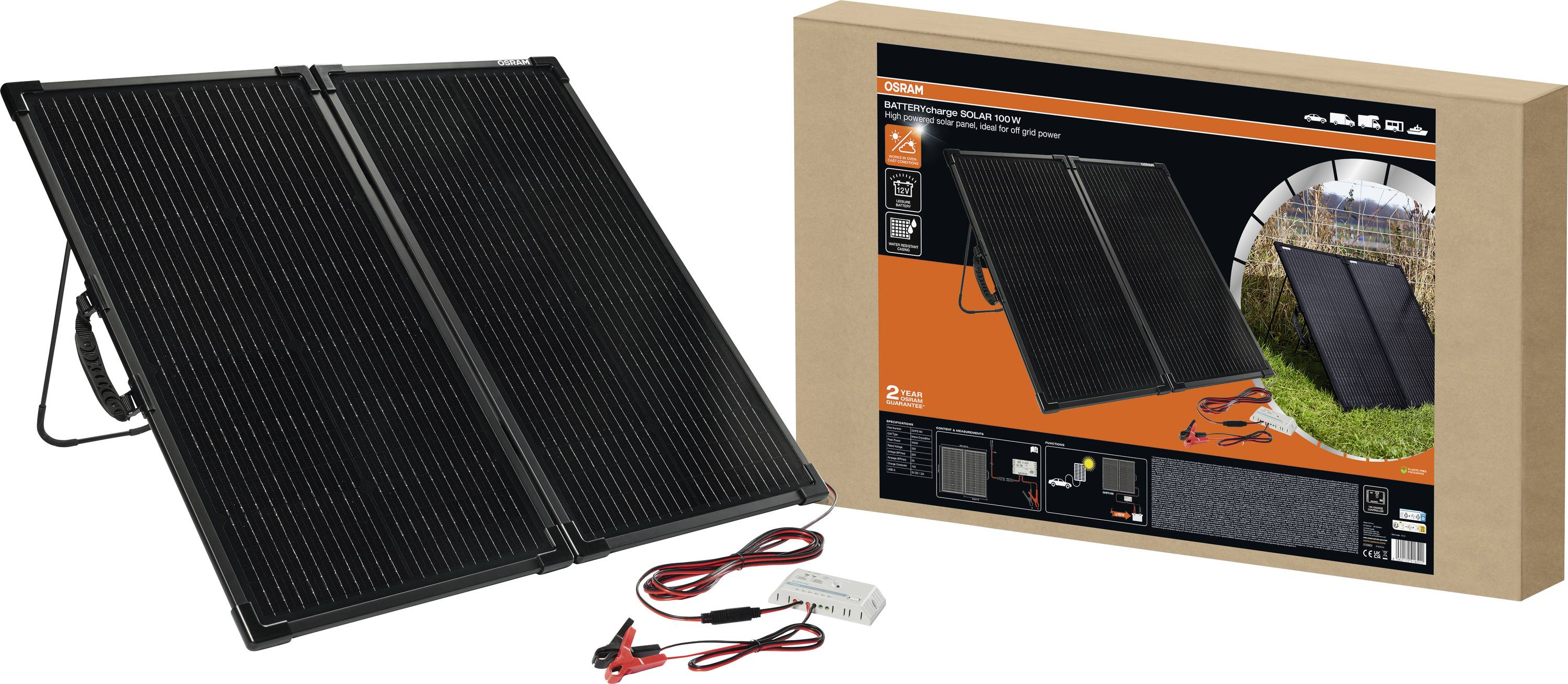 Монокристалічний модуль Osram Automotive BATTERYcharge SOLAR 100 Вт 100 Вт 12 В, 5 В