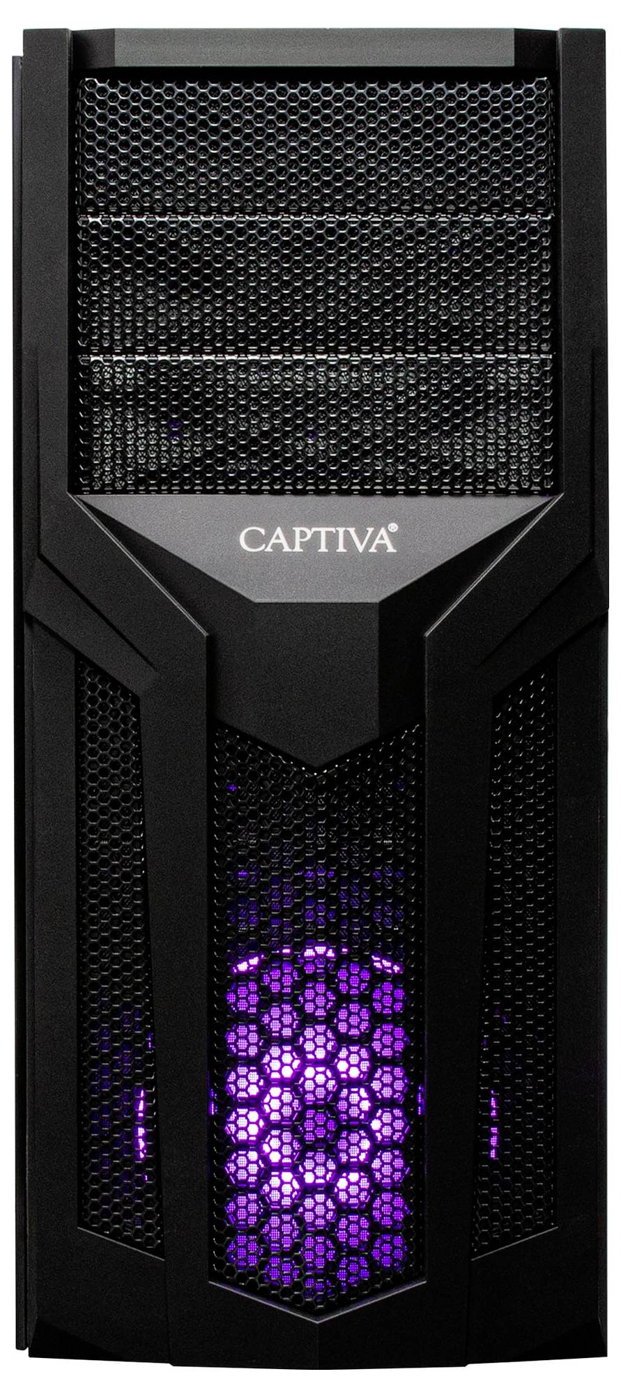 Komputerowa obudowa do komputera dla graczy w czarnym designie z kratkami wentylacyjnymi. Fioletowe podświetlenie świeci przez dolne kratki.