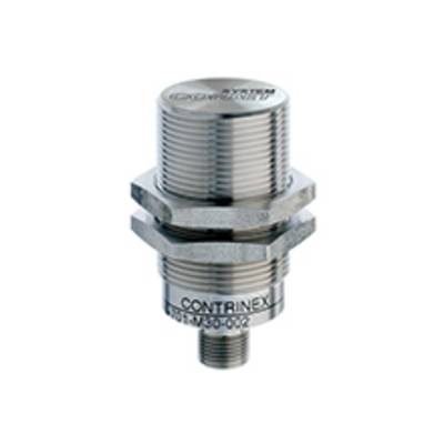 Cylindryczny, chromowany czujnik firmy Contrinex o numerze modelu DW-AD-609-M12-001.