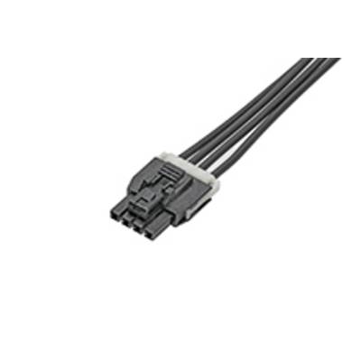 Czarny, trzybiegunowy wtyk elektryczny z wieloma przewodami, odpowiedni do połączeń elektronicznych i okablowania urządzeń.