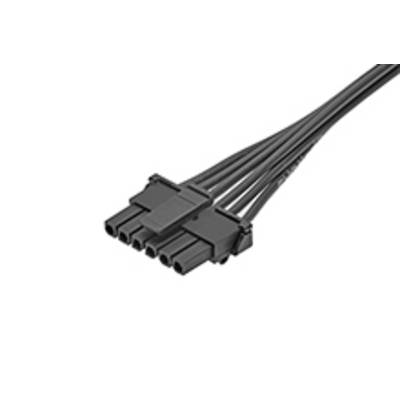 Czarny złącz PCIe zasilania z sześcioma pinami i kablami w kolorze czarnym. Jest typowo używany do zasilania kart graficznych.