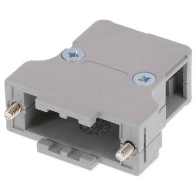 Szare obudowa z tworzywa sztucznego z dwoma otworami na śruby u góry, bocznymi złączami kablowymi i otworem u dołu. Służy jako złącze elektryczne.