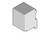 Szary, trójwymiarowy sześcian z wcięciami na jednej ze ścian, przedstawiony na białym tle.
