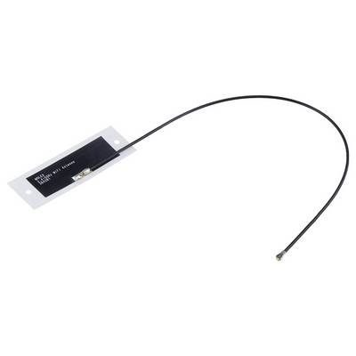 Elastyczna antena z czarnym prostokątnym obszarem i długim przewodem przyłączeniowym, stosowana do transmisji sygnału w urządzeniach elektronicznych.