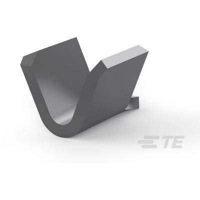 Szary metalowy element w kształcie litery U z zagiętym końcem, z logo 'TE' w prawym dolnym rogu.