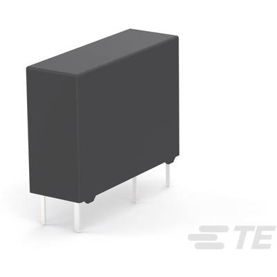 Czarny elektroniczny przekaźnik z trzema metalowymi pinami u dołu, widziany z boku.