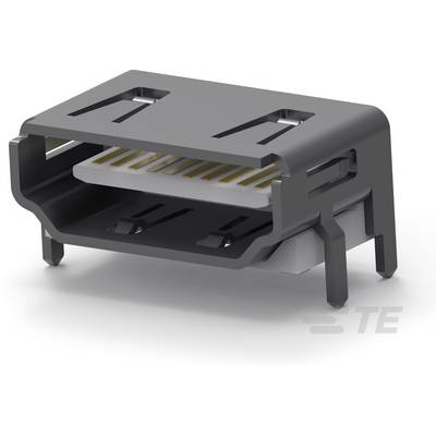 Obudowa wtyczki USB-C wykonana z szarego materiału, z widocznymi złoconymi stykami wewnątrz. Odpowiednia do przesyłu danych.