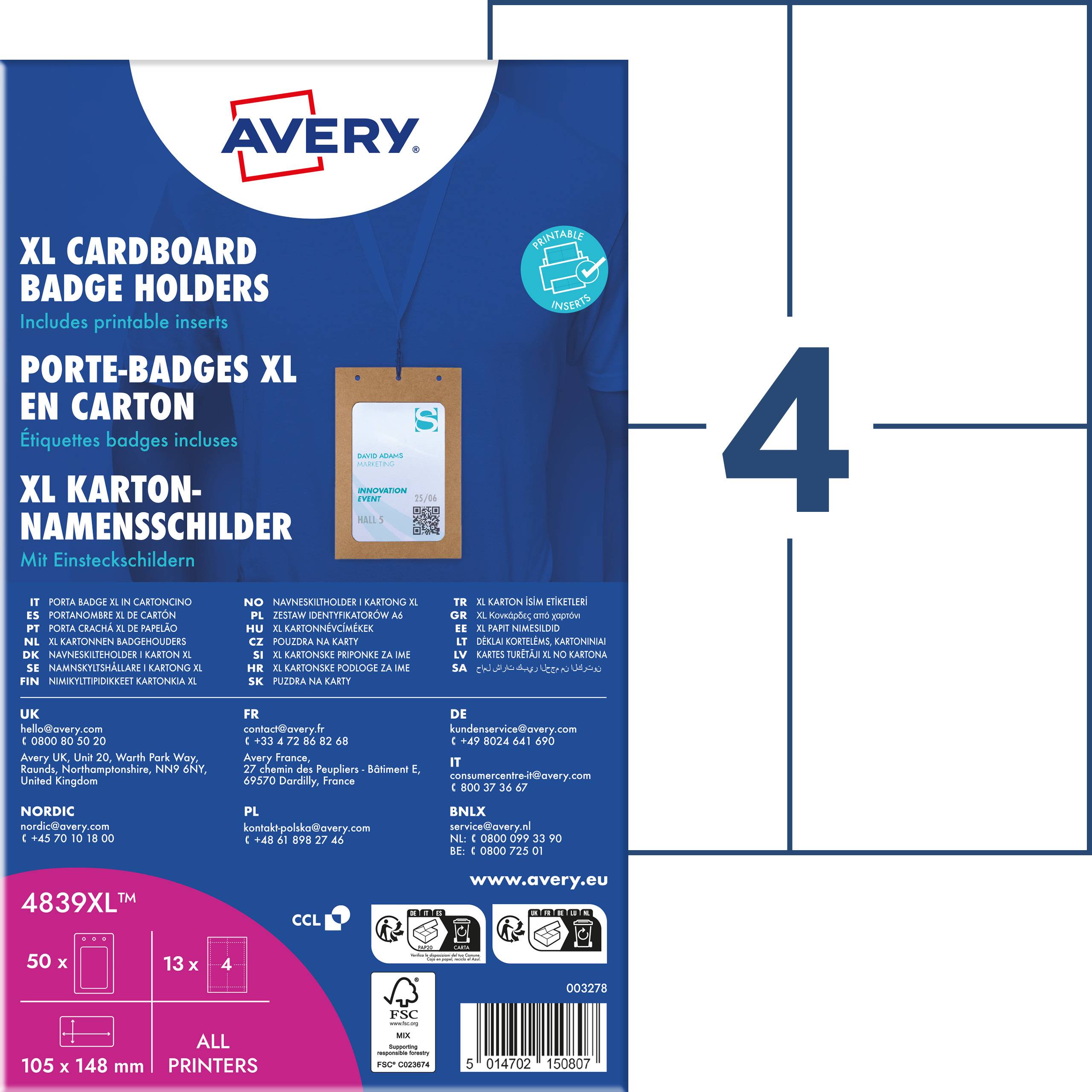 Вкладиш для етикеток Avery-Zweckform 4839XL (Ш x В) 148 мм x 105 мм 50 шт.