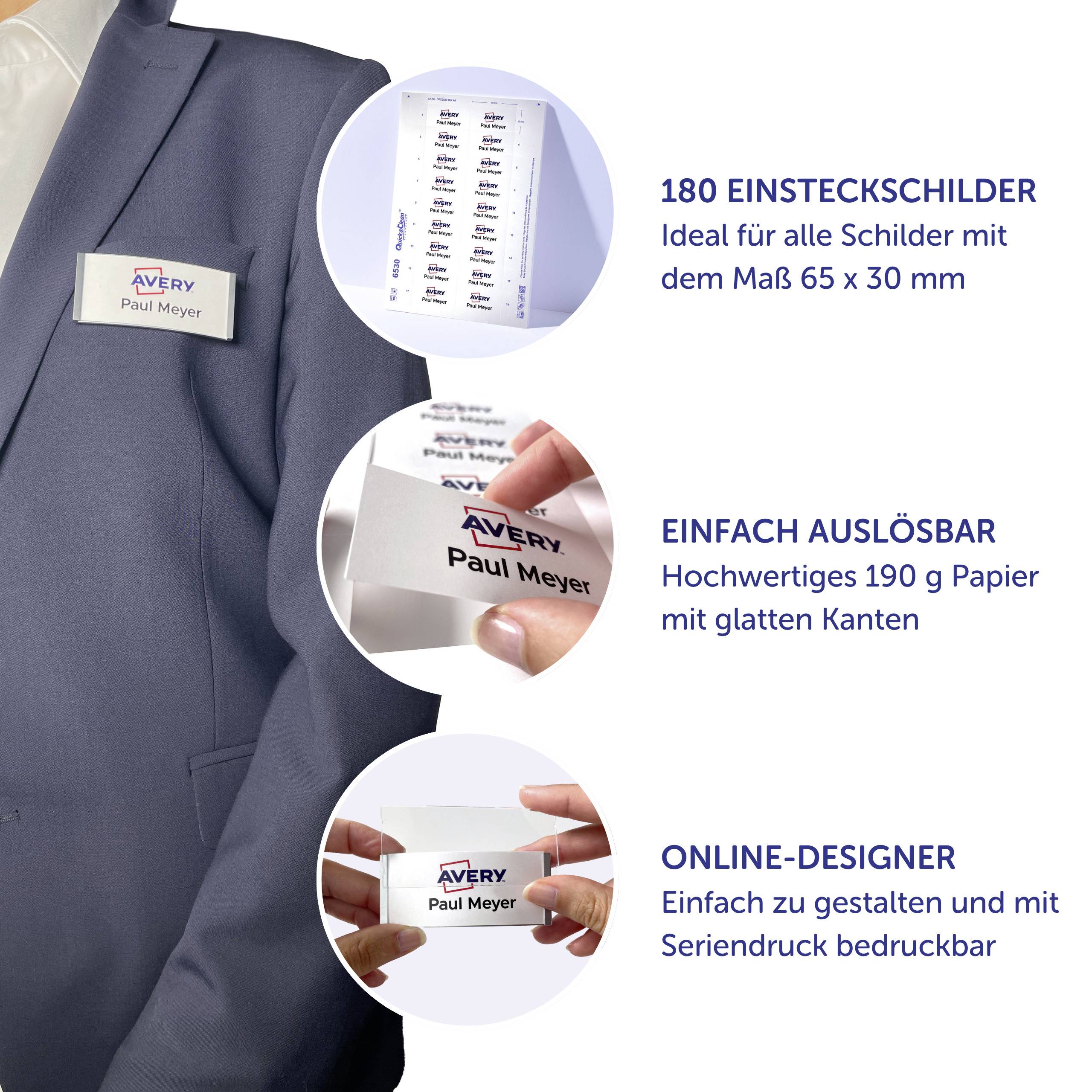 Avery-Zweckform DPC6530A-10 Wkładka etykiety 65 mm x 30 mm biały-3