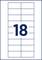 Numer 18 na prostokątnej siatce złożonej z dwunastu kwadratów.