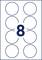 Karta z cyfrą '8' pośrodku, otoczona ośmioma okręgami ułożonymi symetrycznie w dwóch kolumnach.