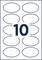 Grafika przedstawia liczbę 10 otoczoną dziesięcioma owalnymi kształtami, które mogą służyć jako miejsca na dodatkowe obiekty.