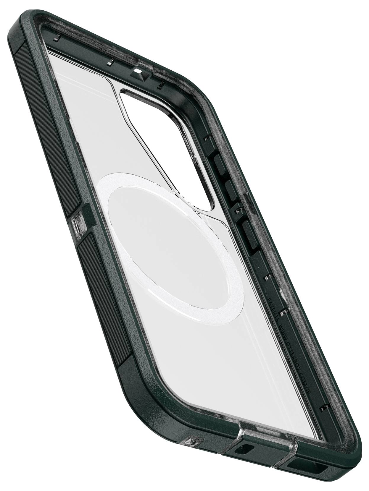 Etui ochronne do smartfona z przezroczystym tyłem i wytrzymałą, ciemną ramką. Zapewnia dodatkową ochronę i odporność na wstrząsy.