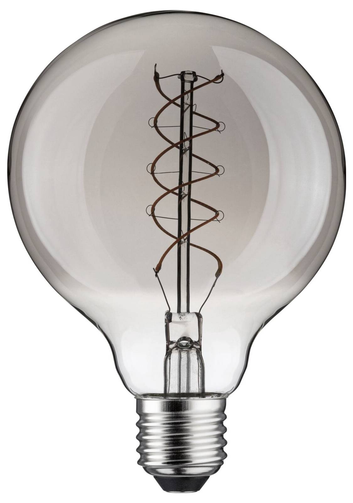 Żarówka z widocznymi spiralnymi włóknami, która generuje ciepłe światło. Idealna do dekoracyjnego oświetlenia.
