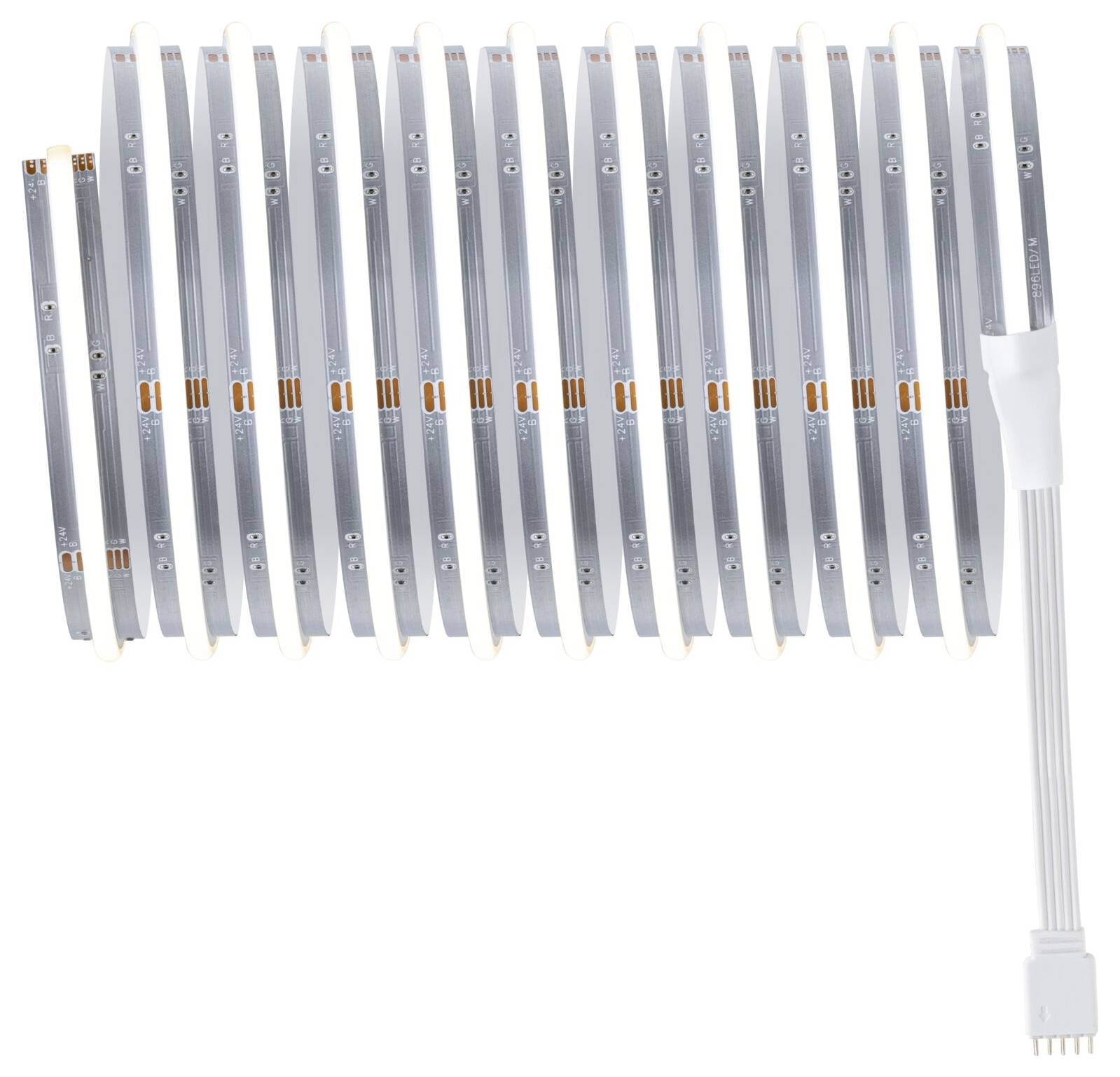 Pasek świetlny LED z białym złączem kablowym.