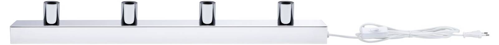 Biała listwa zasilająca z czterema portami USB i kablem zasilającym po prawej stronie.