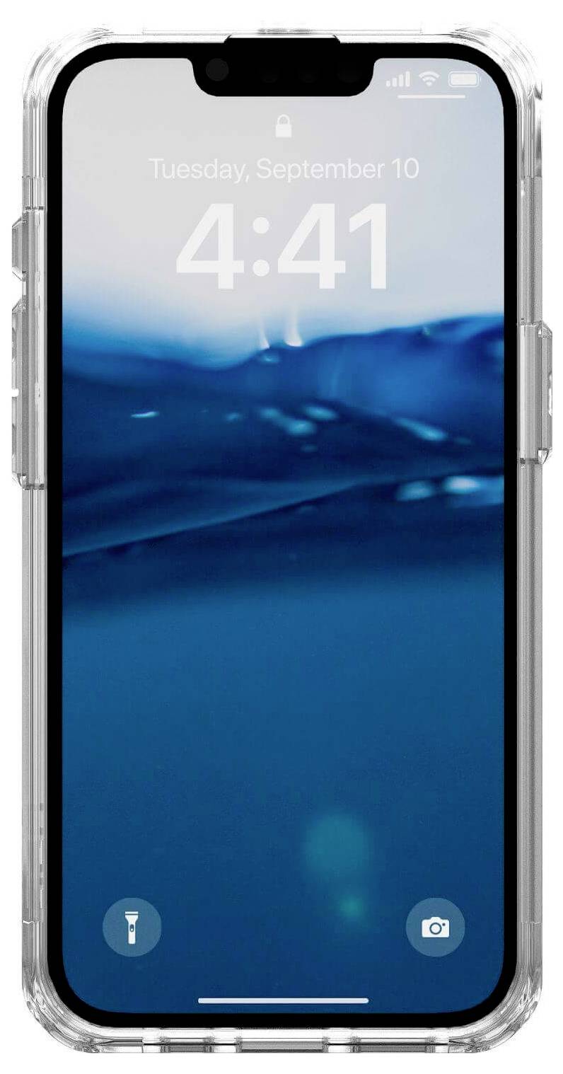 Smartfon z przezroczystą obudową wyświetla ekran blokady z datą 'Wtorek, 10 września' i godziną '4:41'.