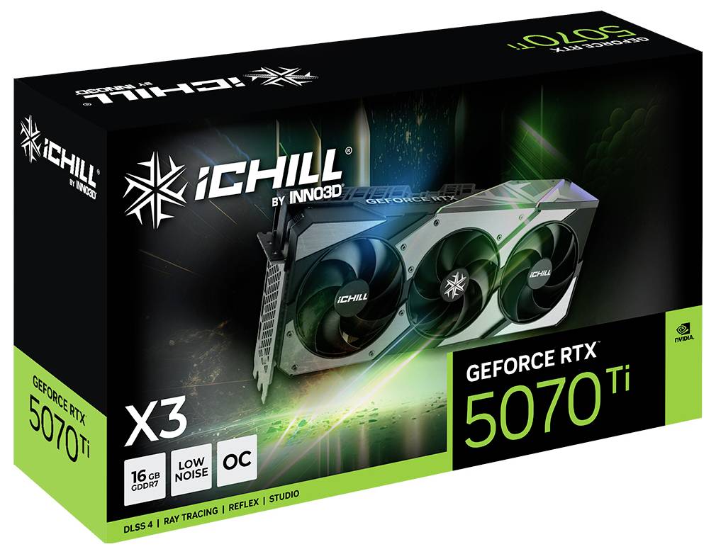 Inno 3D Karta graficzna Nvidia RTX 5070 Ti 5070 Ti iCHILL X3 16 GB GDDR7 RAM PCIe x16 PCIe 5.0 x16-1