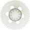 Koło zębate z białego tworzywa sztucznego z sześcioma dużymi okrągłymi otworami.