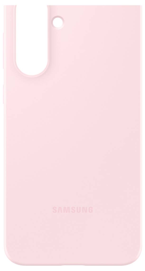 Silikonowe etui na telefon w kolorze różowym, dopasowane do smartfonów Samsung. Minimalistyczny design z dyskretnym logo marki.