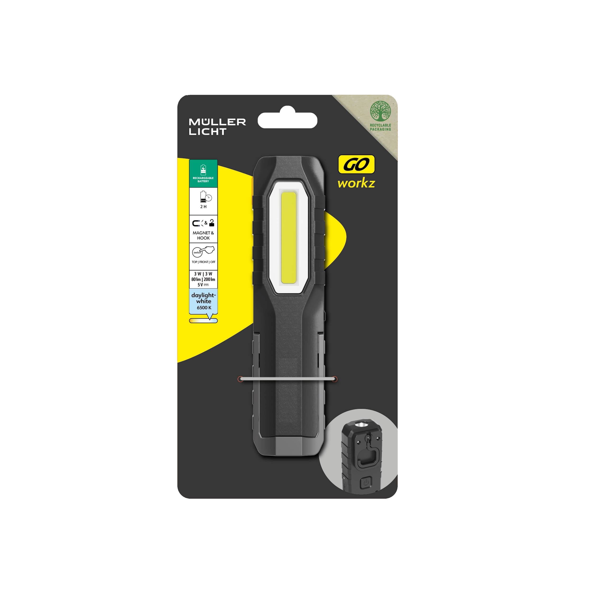 Світлодіодний акумуляторний робочий ліхтар Müller-Licht 27700066 WL1, 6 Вт, 200 лм, кількість батарейок у комплекті: 1