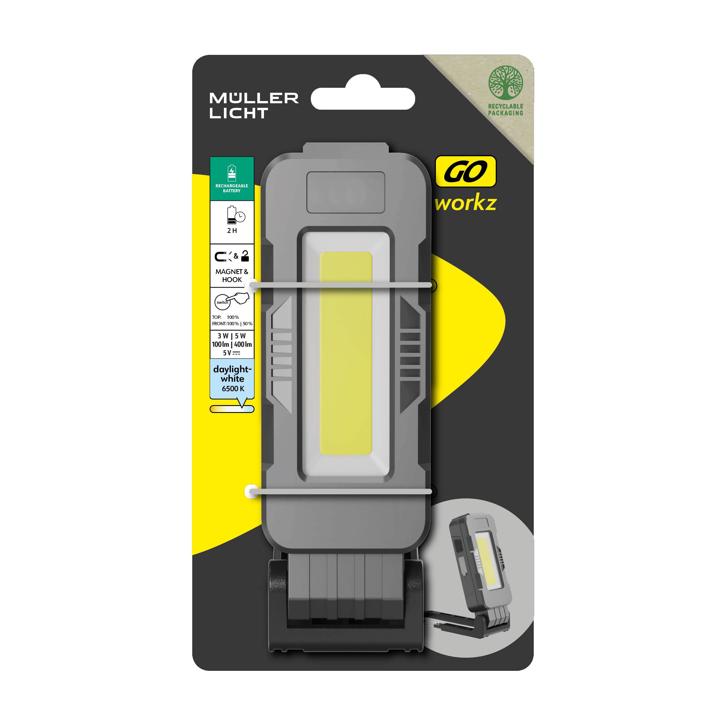 Світлодіодний акумуляторний робочий ліхтар Müller-Licht 27700068 WL3, 8 Вт, 350 лм, кількість батарейок у комплекті: 1