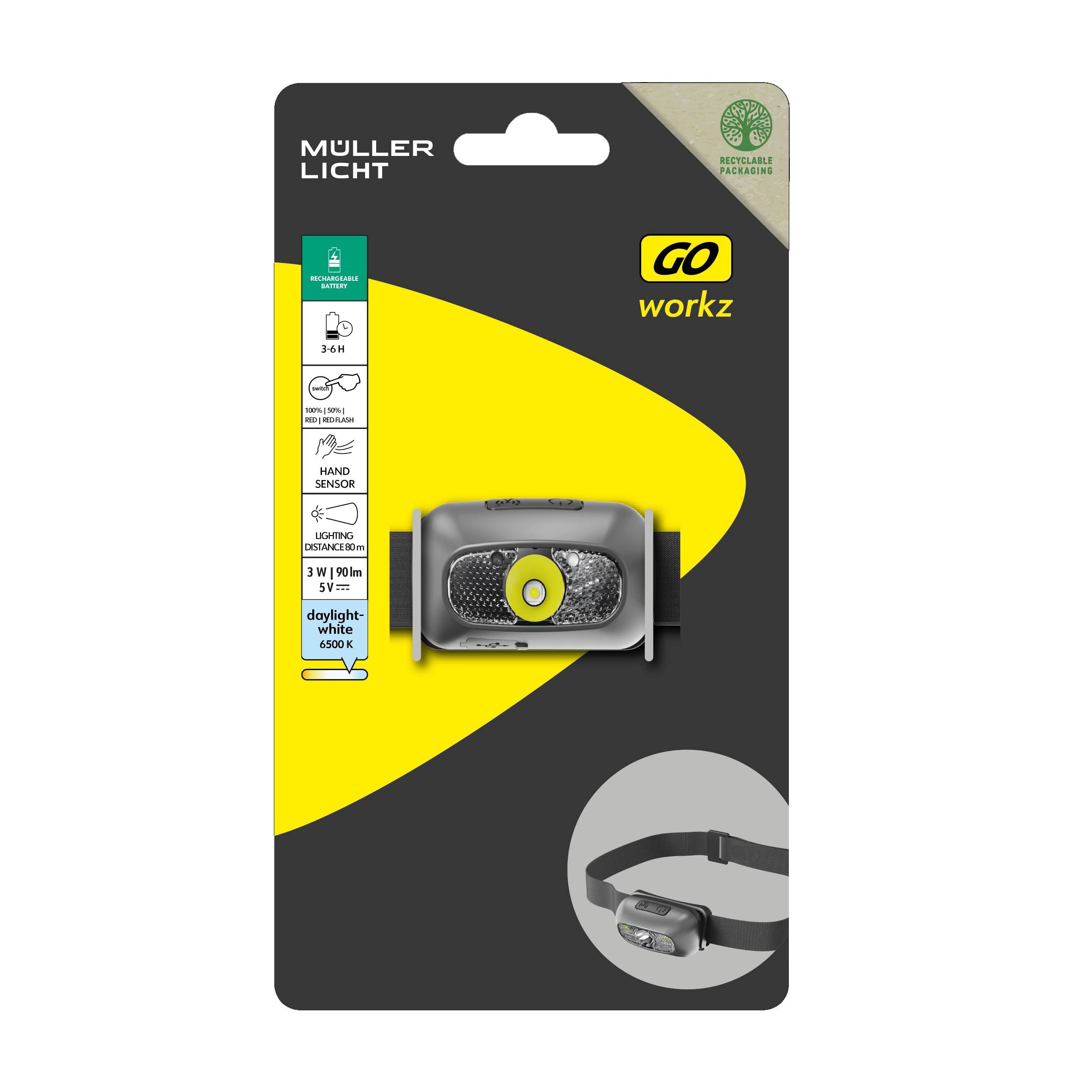 Налобний ліхтар Müller-Licht, 90 лм, 52 гр